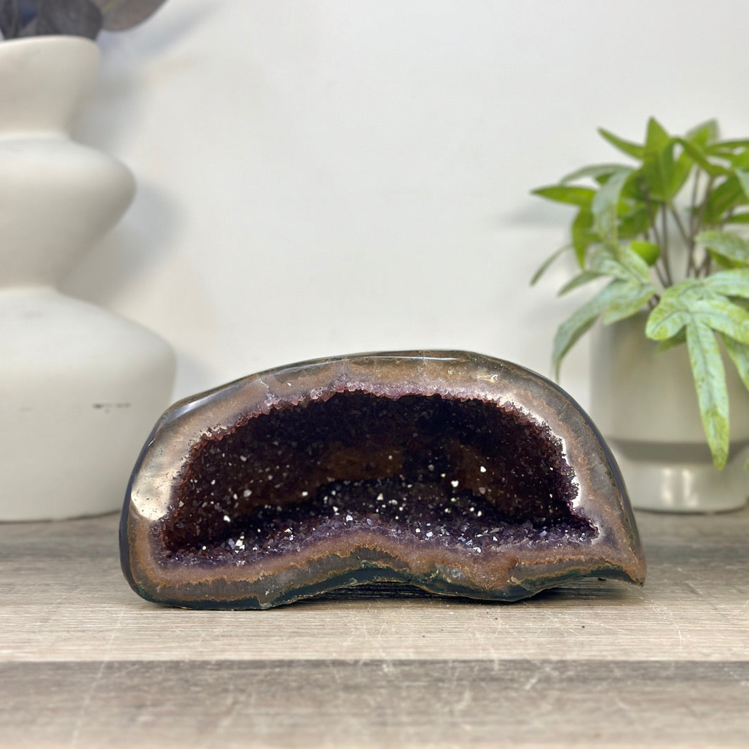 Natural Amethyst Geode with Agate Shell - STGE0112