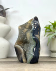Unique Blue Banded Agate with Pink Amethyst Interior Statement Piece - CBP1397
