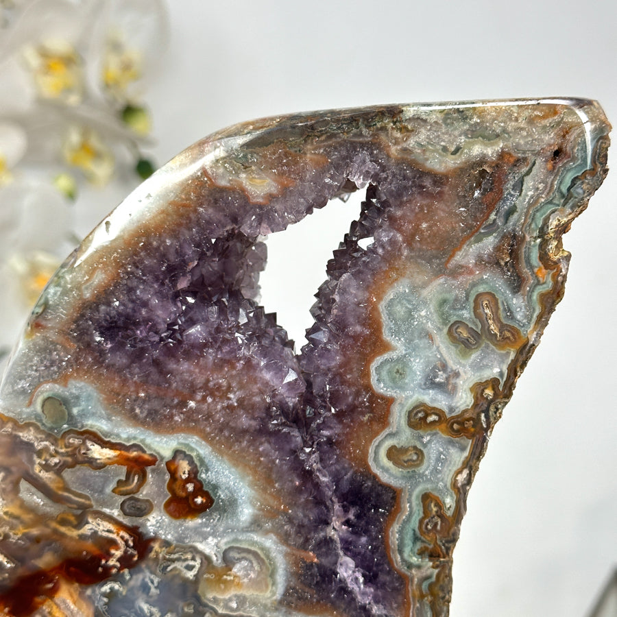 Unique Green Jasper &amp; Amethyst Crystal Specimen - MWS2329