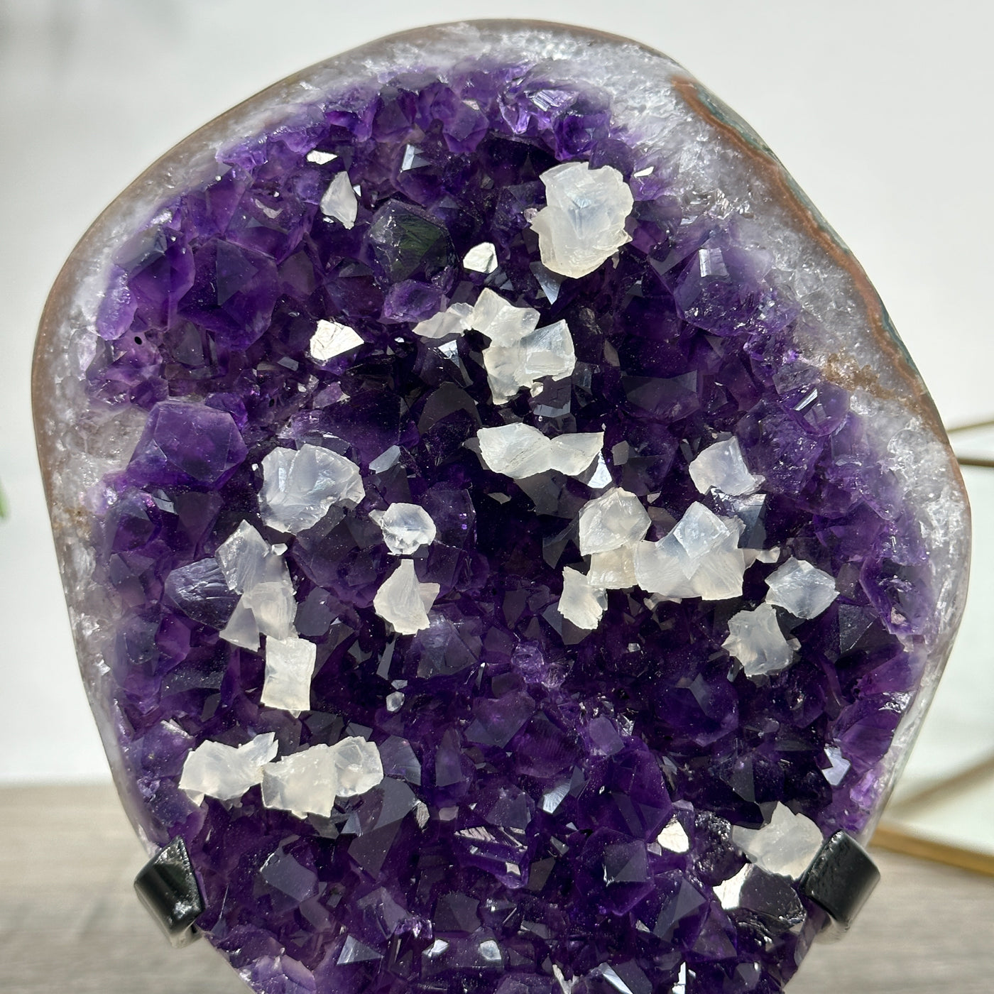 Amethyst Crystal Cluster with White Calcite Inclusions – Home Decor Display Piece - MWS2677