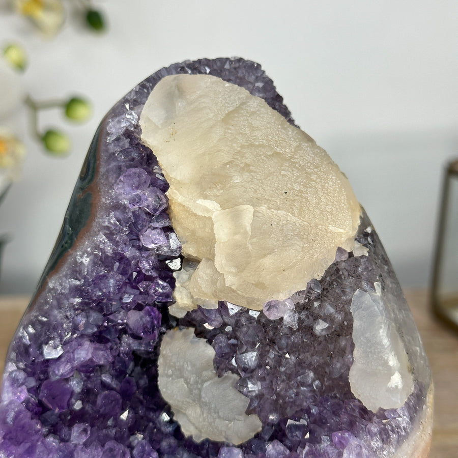 Natural Calcite &amp; Amethyst Specimen, Stand Included - MWS1964
