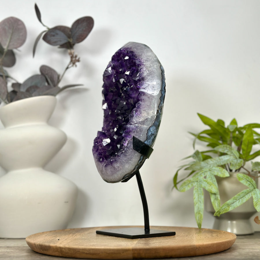Large Natural Amethyst Geode on Metal Stand - MWS3136