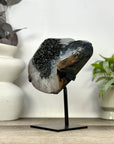 Unique Natural Black Amethyst Geode on Metal Stand - MWS3387