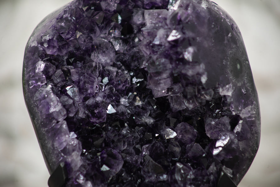 A Grade Deep Purple Amethyst Crystal on Metal Display - MWS0342