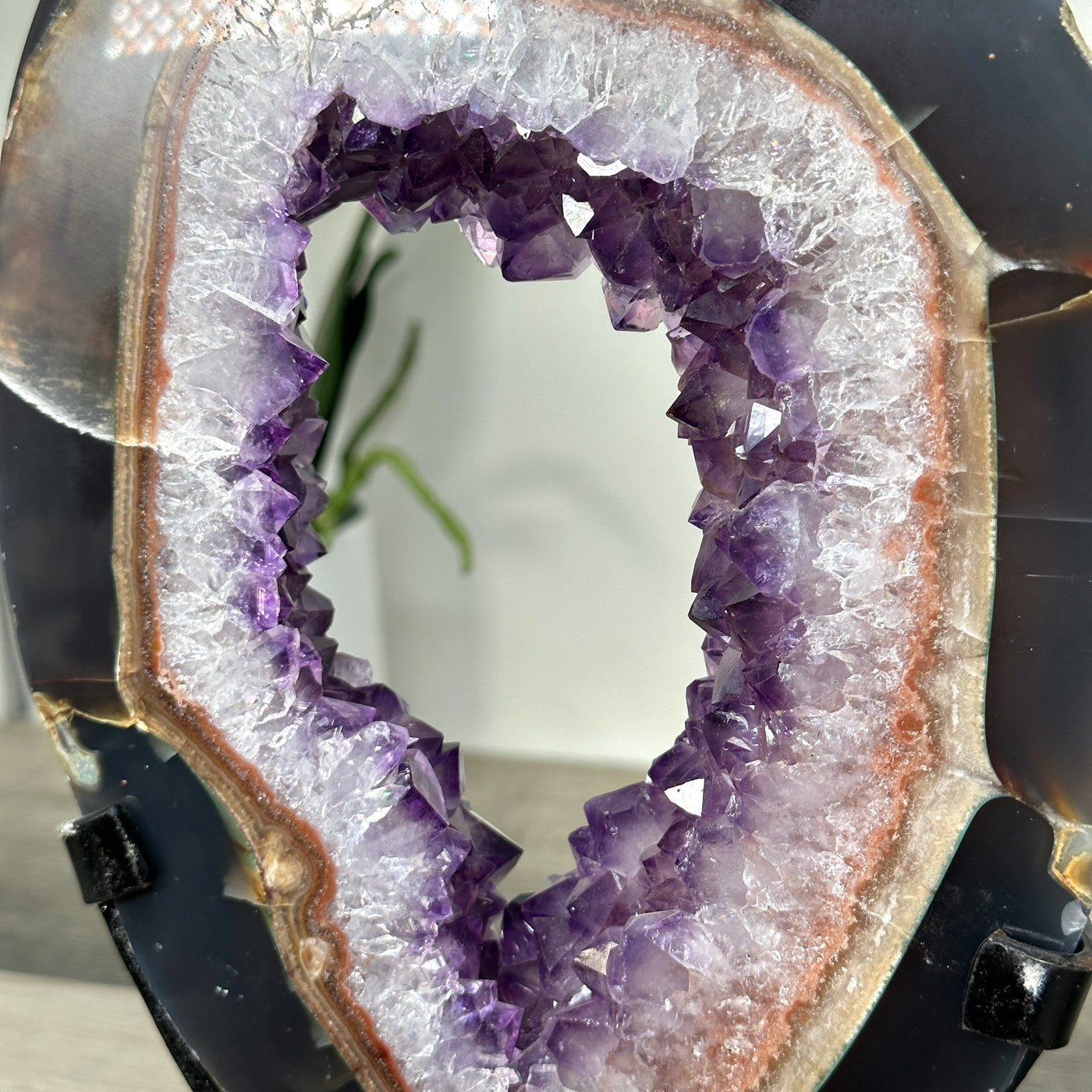 Amethyst Geode Slice Portal with Purple Crystal Center for Home Decor - MWS2657