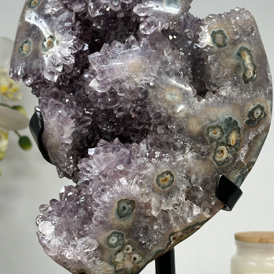 Natural Amethyst &amp; Jasper Crystal Cluster Full of Stalactite Eyes - MWS1387