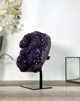 Deep Purple Amethyst Cluster on Metal Stand – Stunning Crystal Statement - MWS2737