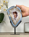 Agate Geode Slice with Amethyst Core – Unique Natural Display Piece - MWS2922
