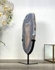 Blue Banded Agate Slice on Stand – Home Decor Display Specimen - MWS2663