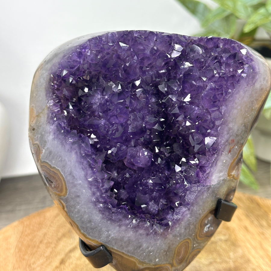 Natural Top Grade Amethyst Cluster on Metal Stand for Home Decor - MWS3252