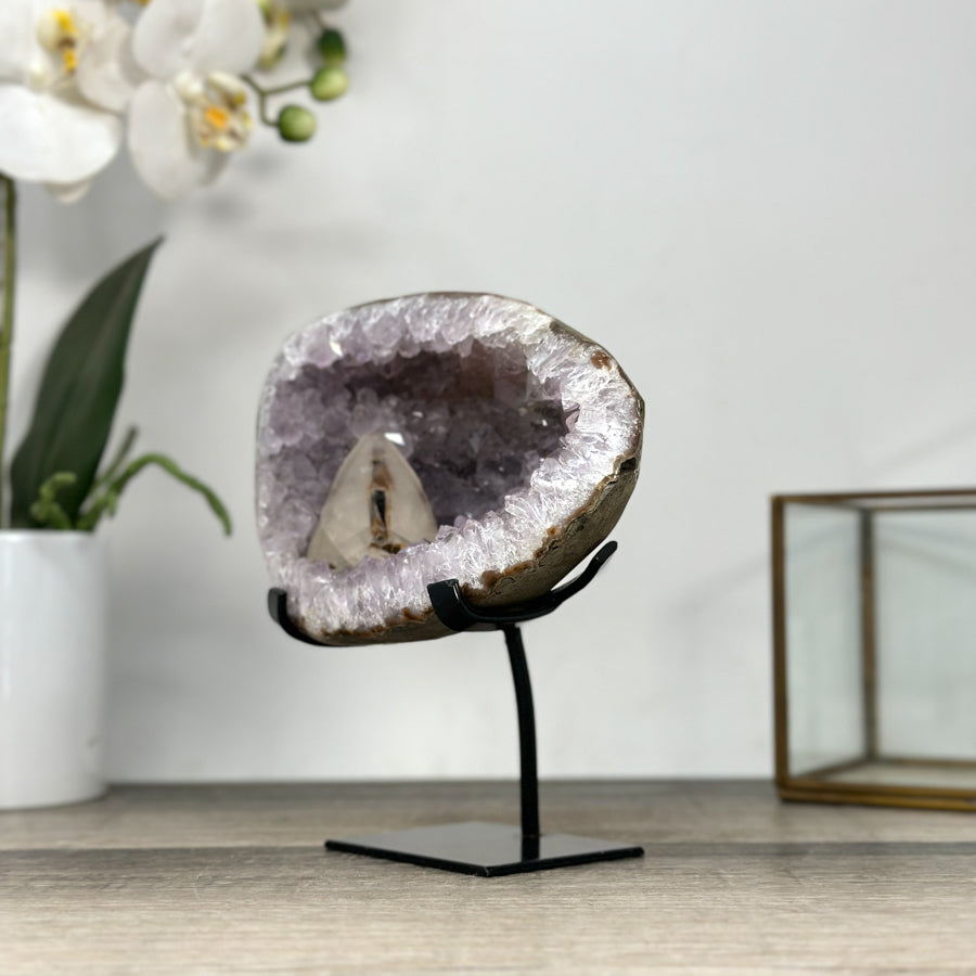 Amethyst Stone Geode with Calcite Crystal - MWS2840