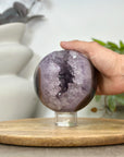 Amethyst & Agate Sphere Geode with Large Crystal Formation - SPH0189