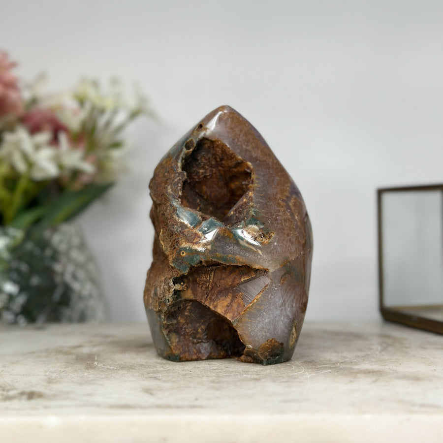 Amethyst &amp; Jaster Crystal Flame Carving - FST0123