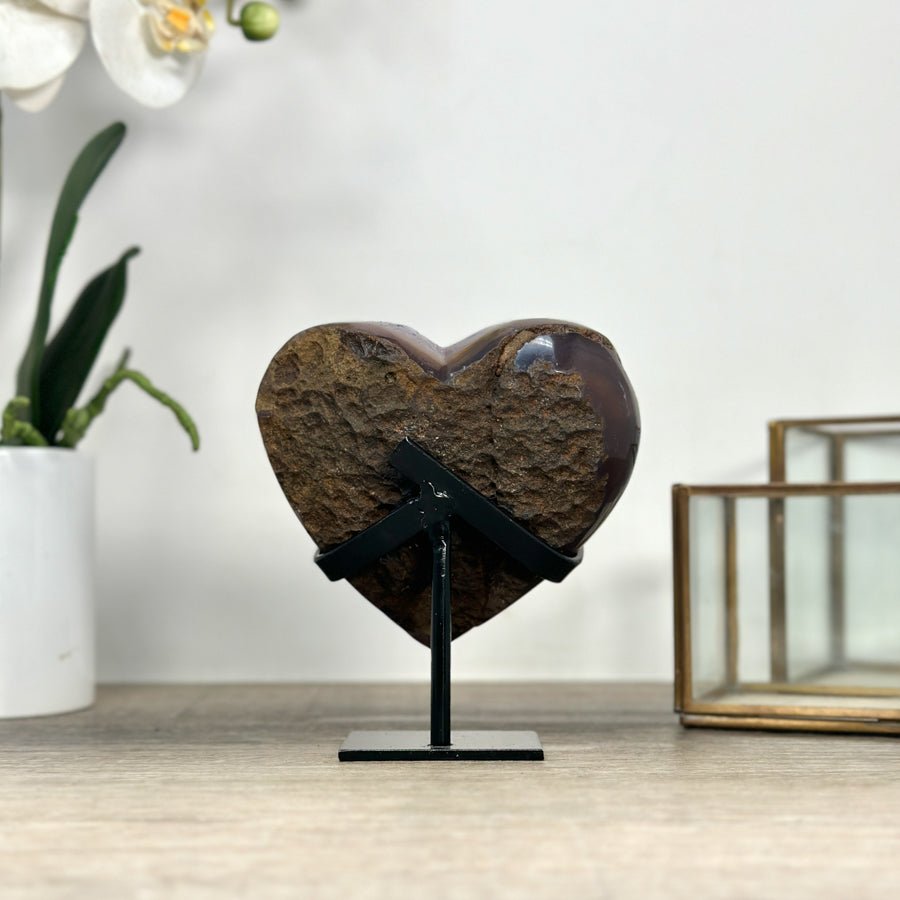 Beautiful Amethyst &amp; Agate Stone Heart - HST0304