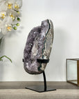 Uruguayan Amethyst Geode with Calcite on Metal Stand – Unique Crystal Display - MWS2705