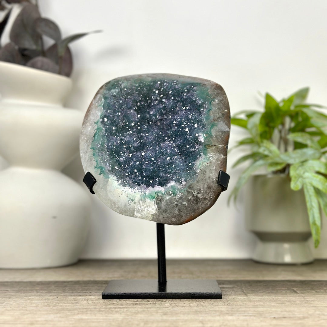 Unique Natural Green Quartz Specimen on Metal Stand - MWS3377