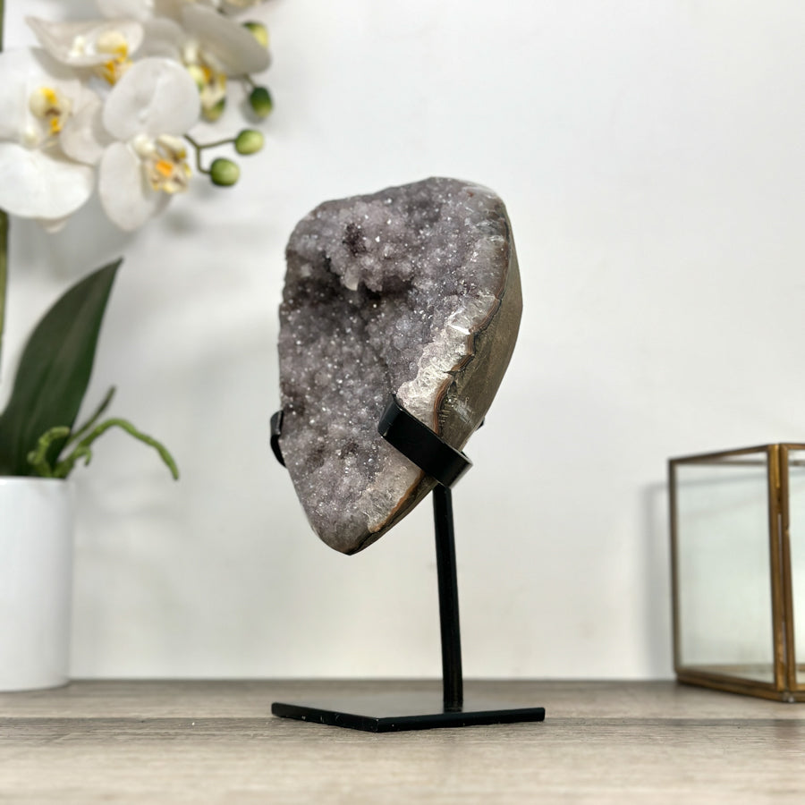Sugar Quartz Druzy Geode on Stand - MWS2876