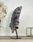 Amethyst Leaf Carving on Stand with Deep Purple Crystals - MWS2813