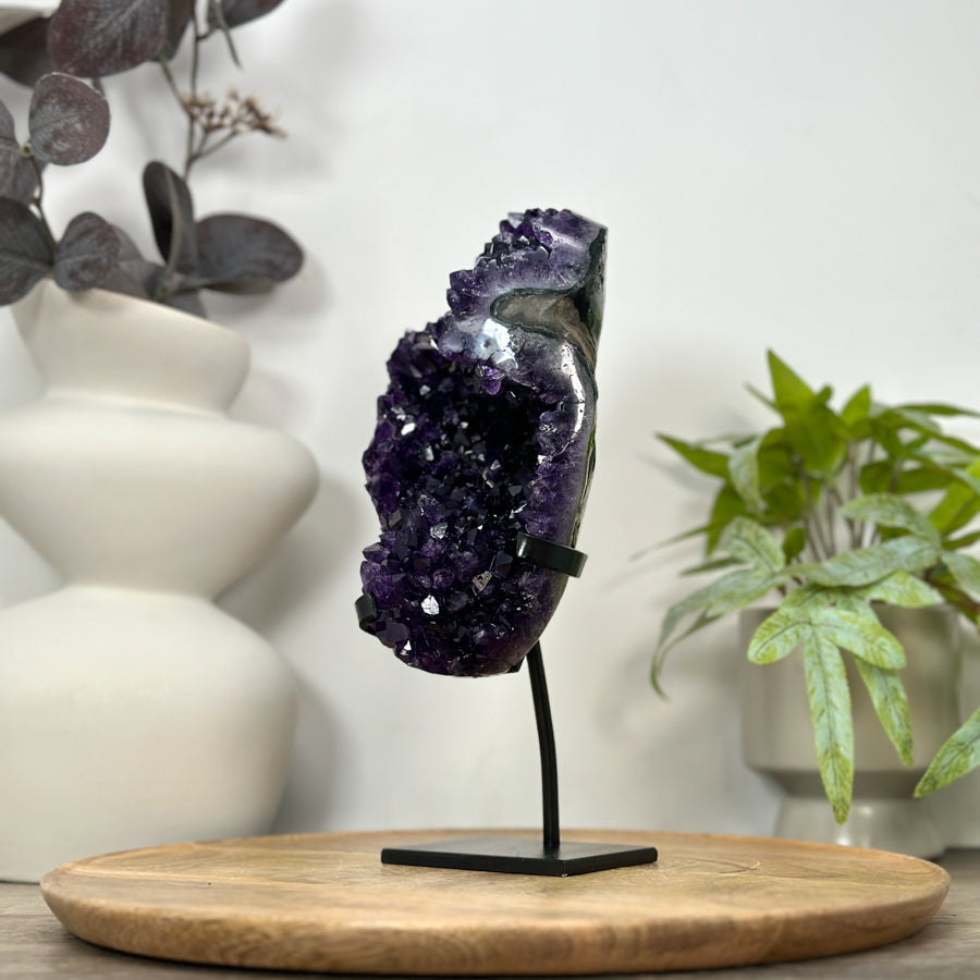 A+ Grade Amethyst Cluster from Uruguay on Metal Stand - MWS3060