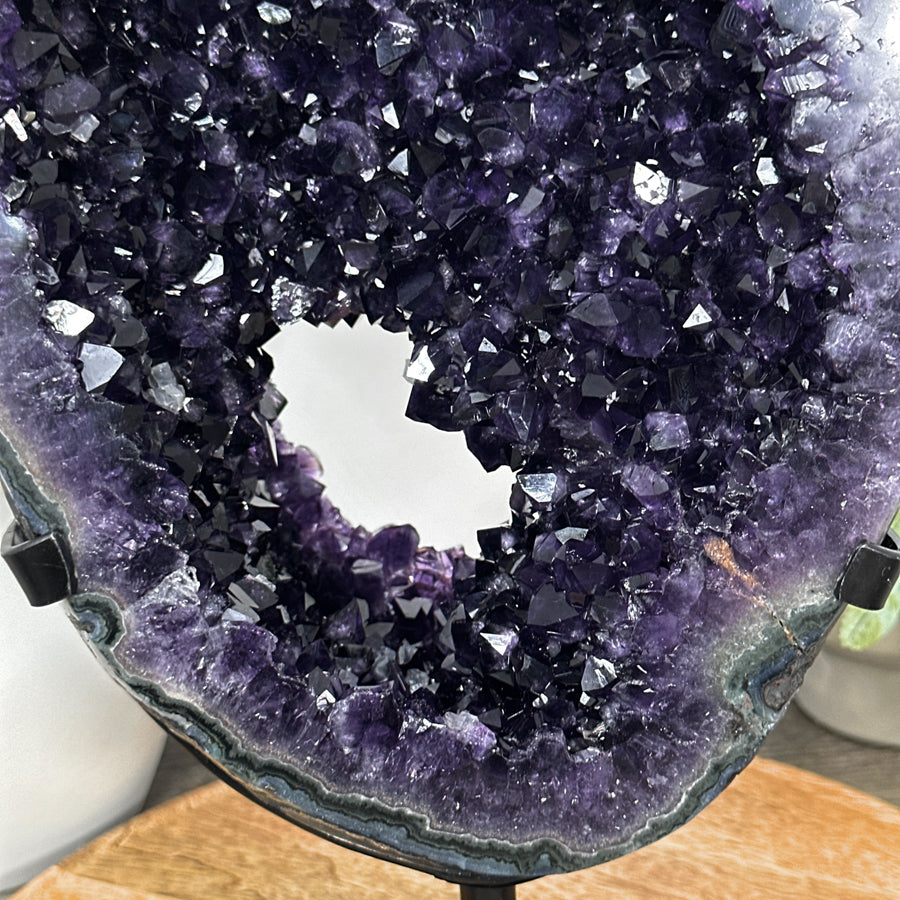 Huge Natural Deep Purple Amethyst Geode on Stand - MWS3077