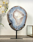 Agate Slice with Blue Banding - Home Decor Display Specimen - MWS2658
