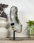 XXL Natural Green Sugar Quartz Specimen Statement Piece on Metal Stand - MWS3366