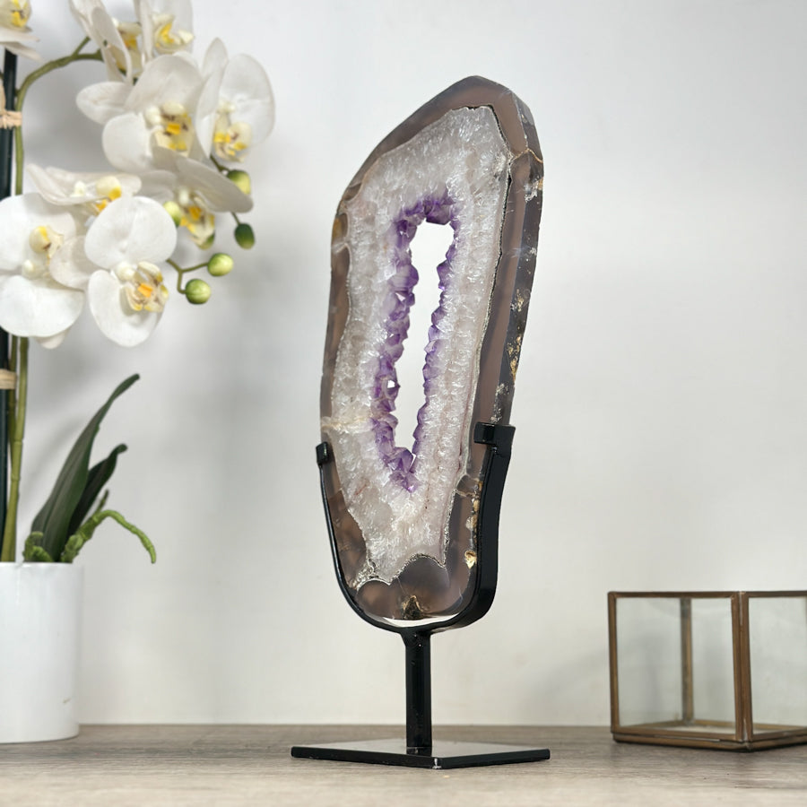 XL Natural Agate &amp; Amethyst Geode Slice Portal - MWS2119