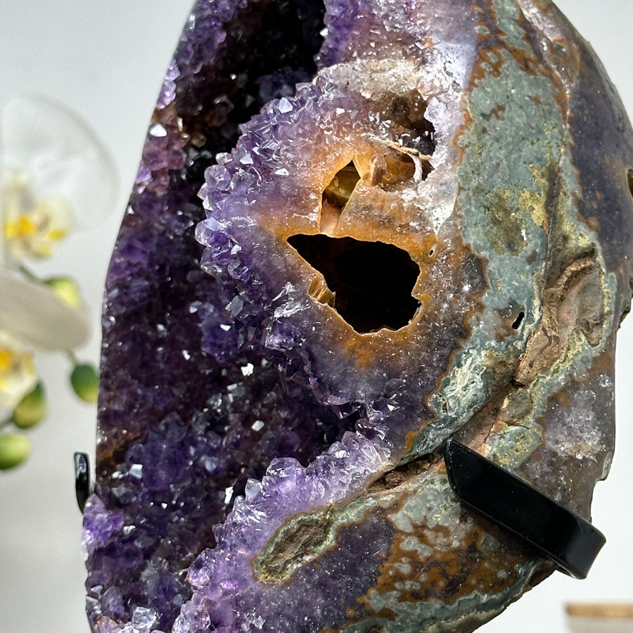 Stunning Natural Amethyst Geode with Pseudocalcite Formation - MWS1418