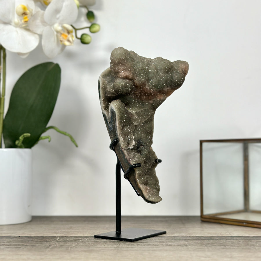 Natural Druzy Crystal with Green Color Tones – Unique Mineral Display Piece" - MWS2898