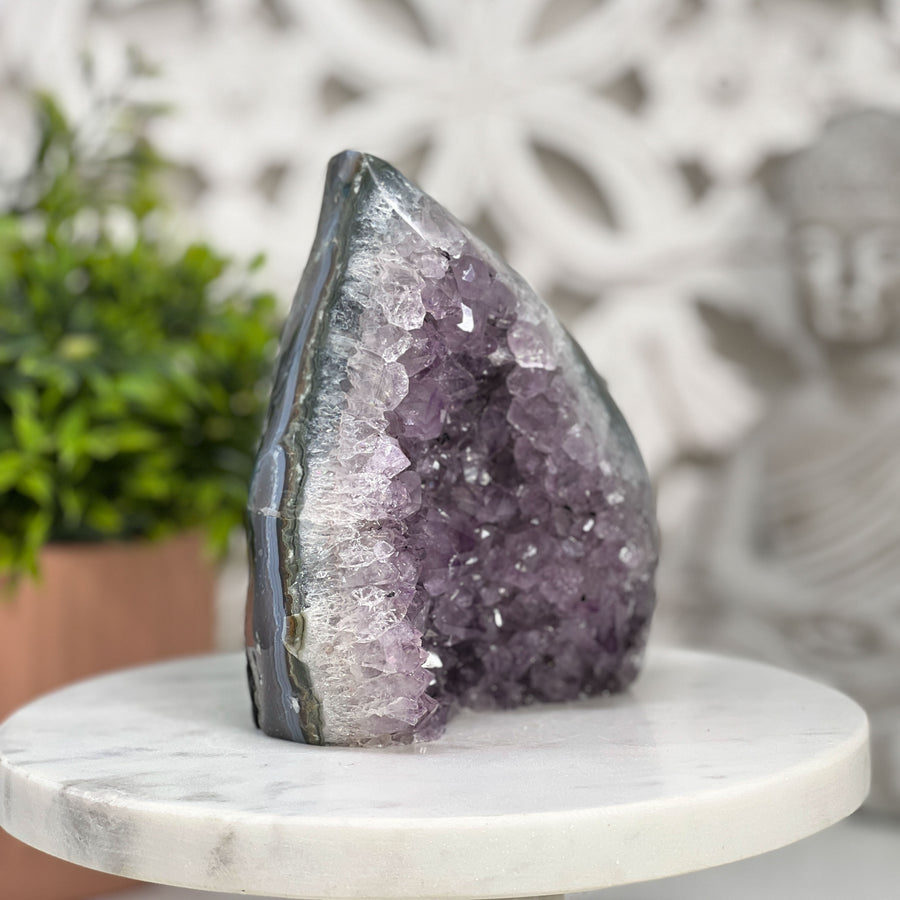 Natural Amethyst Crystal flame Carving - FST0084