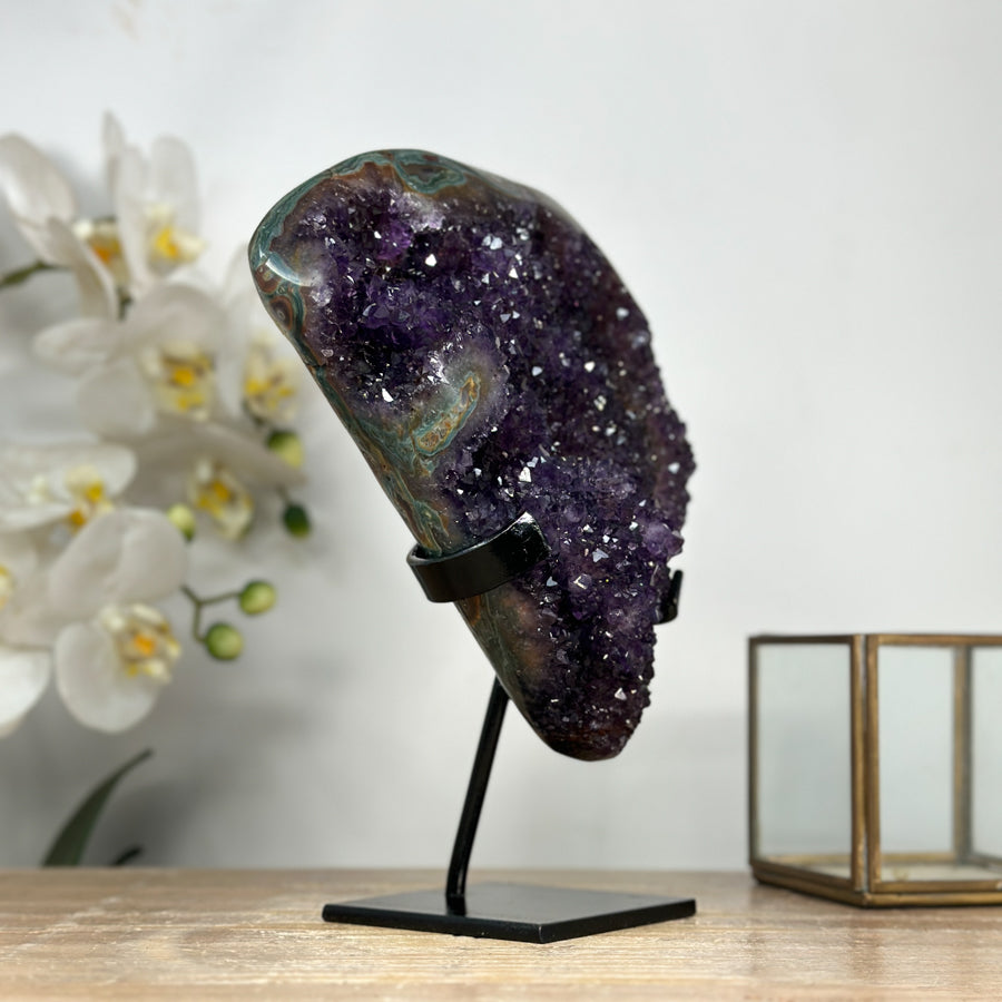Unique Natural Amethyst &amp; Green Jasper Crystal Cluster - MWS1981