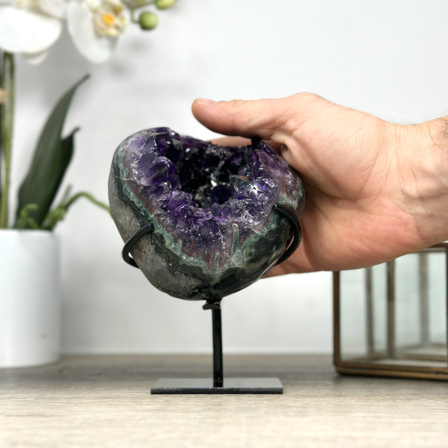 Deep Purple Amethyst Geode with Green Jasper Shell - MWS2174