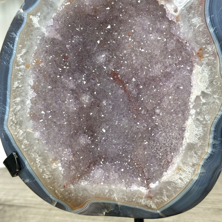 Natural Blue Agate &amp; Amethyst Geode on Stand - MWS3022