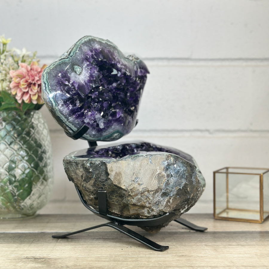 Huge 43 lb Natural Amethyst &amp; Green Jasper Geode - MWS2994