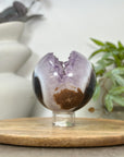 Amethyst & Banded Agate Sphere Geode with Druzy Crystal Cavity - SPH0182