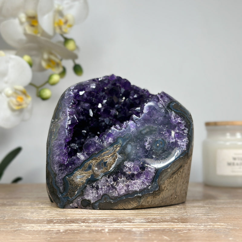 Deep Purple Natural Amethyst Cathedral Geode - CBP1087