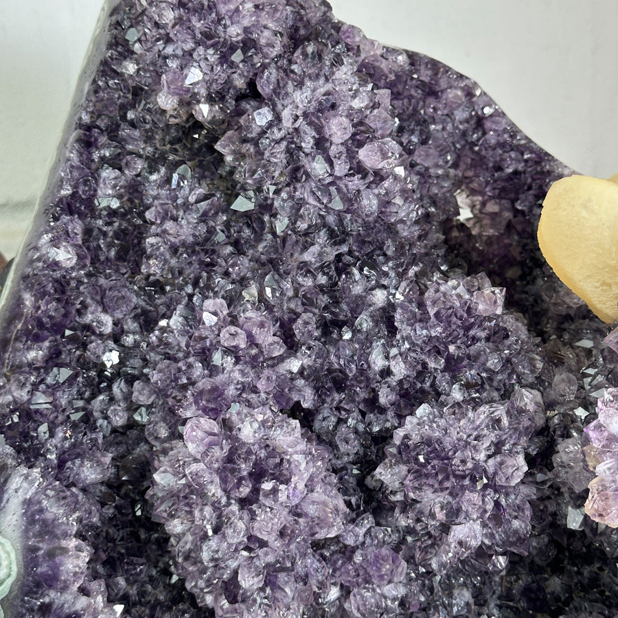 Uruguayan Amethyst Specimen with Green Jasper Shell &amp; Calcite Formation - MWS3148