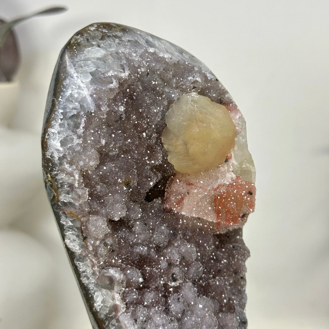 Natural Rare Sugar Amethyst Crystal Cluster on Stand - MWS3389
