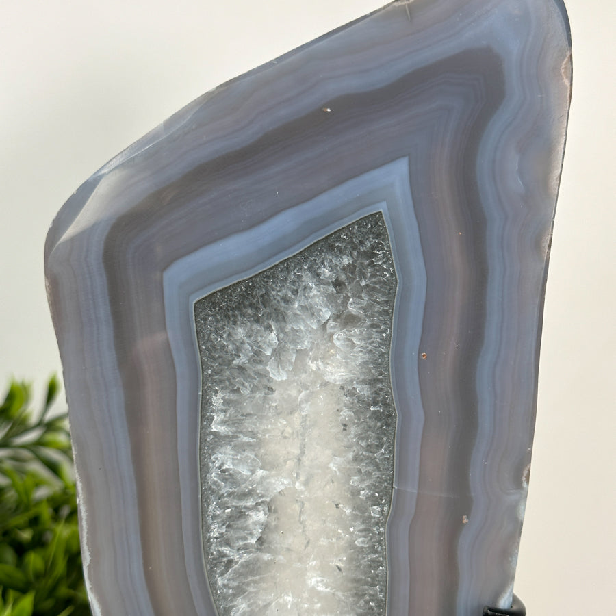 Beautiful Blue Banded Agate &amp; Quartz Polished slice - MWS2142
