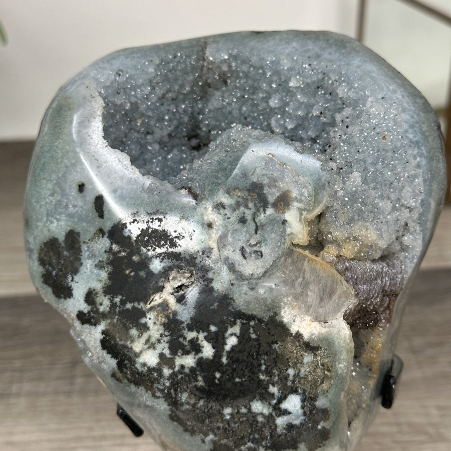 Rare Natural Quartz Druzy Geode with Hematite Formation - MWS2867