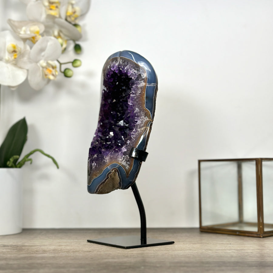 Top Grade Uruguayan Amethyst Geode with Agate Shell - MWS3019