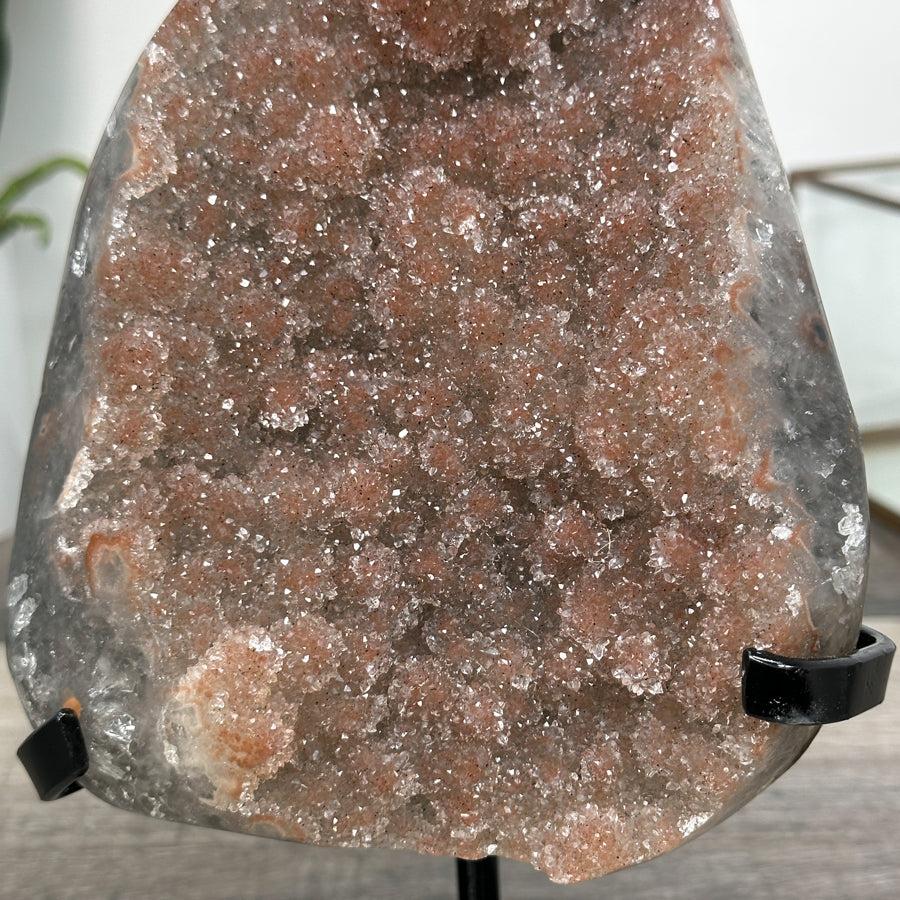 Orange Tone Crystal Cluster with Sparkling Formation on Stand for Home Decor - MWS2625