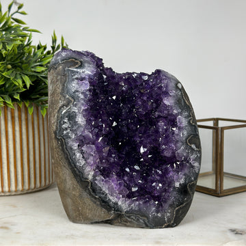 One of a Kind Natural Amethyst & Agate Crystal Geode Centerpiece - CBP1019
