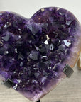 Amethyst Stone Heart Carving, Metallic Stand Included - HST0316