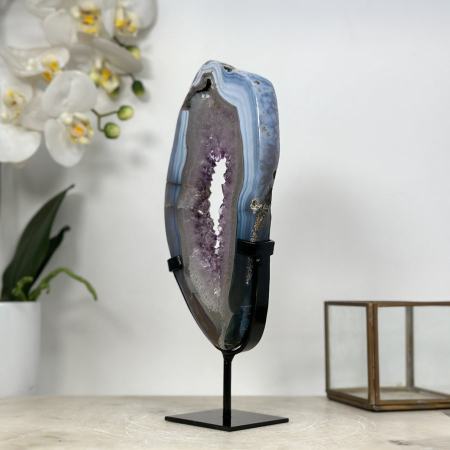 Blue Agate &amp; Amethyst Stone Portal Geode - MWS1950