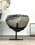 Rare Gray Quartz Druzy Cluster on Metal Stand - MWS2769