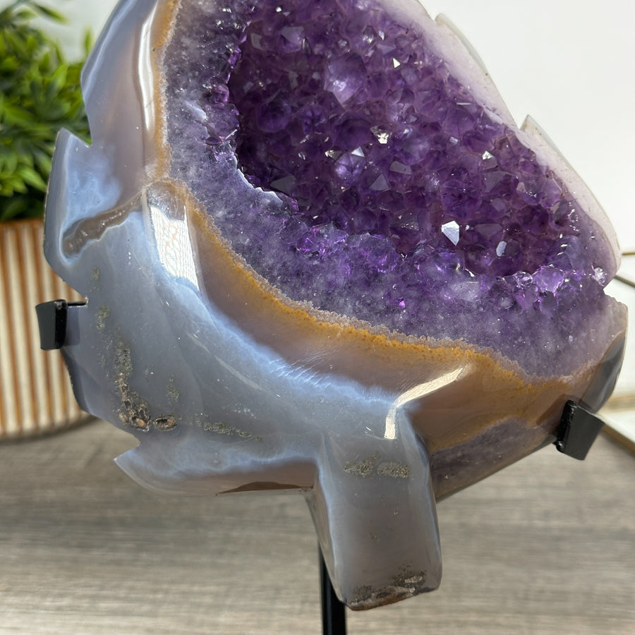 Amethyst &amp; Blue agate Stone Leaf Carving - MWS2426