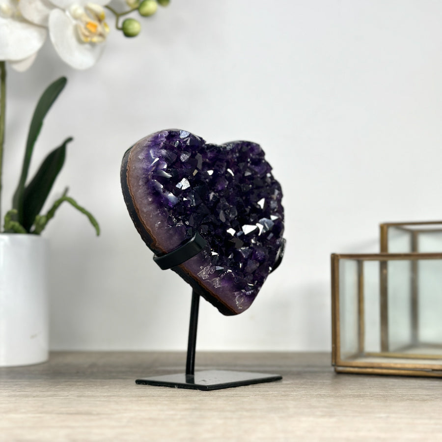Natural Deep Purple Amethyst Stone Heart Carving - HST0313