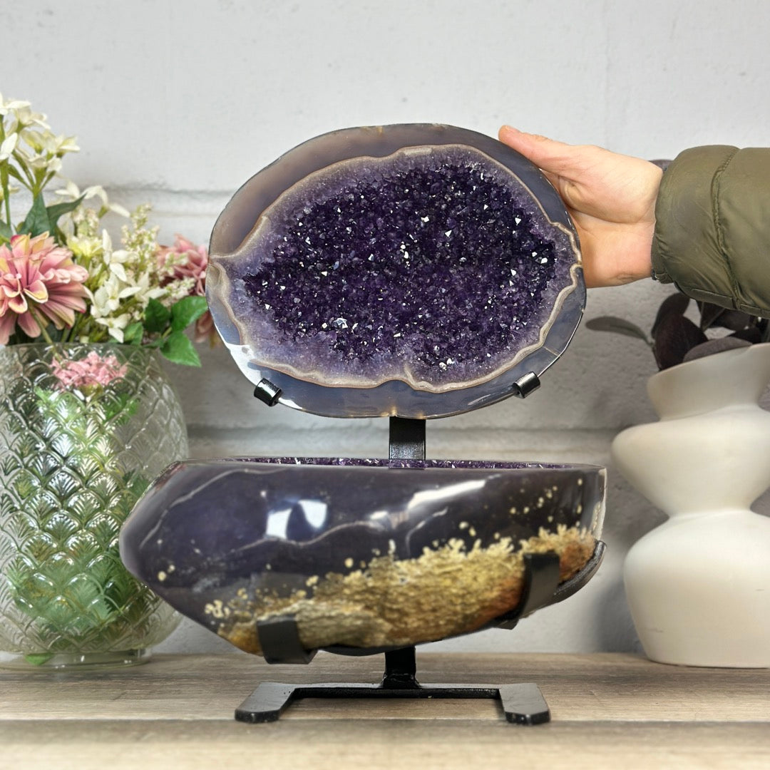 Huge Natural Amethyst Geode with Agate Shell - MWS3403