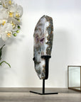 Natural Agate Slice with Amethyst Crystal Cavities for Home Decor Display - MWS2664